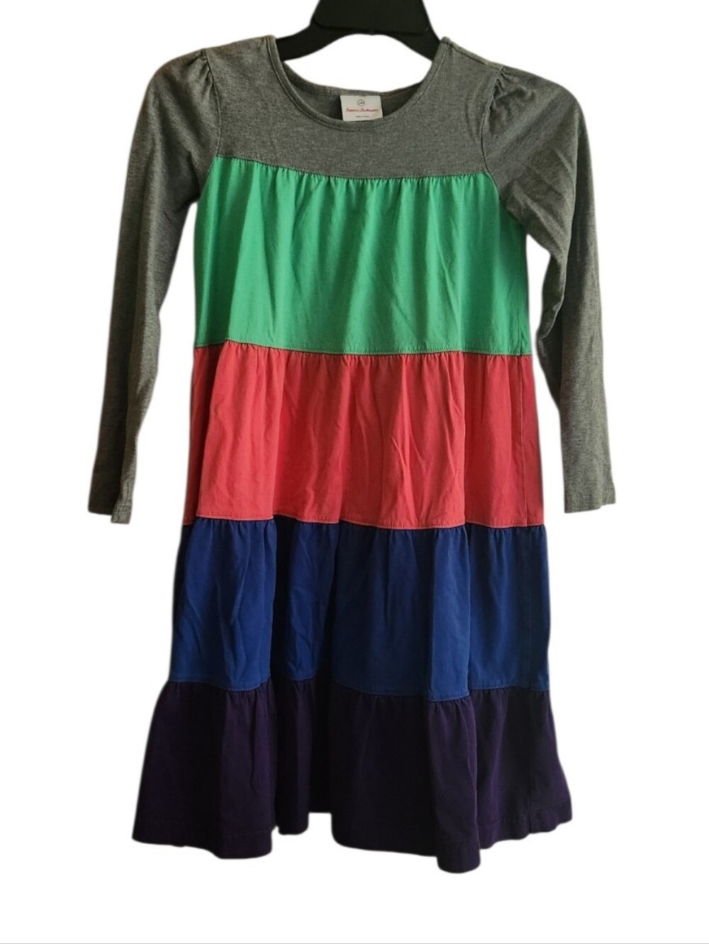 Hanna Andersson Multicolor Tiered Twirl Dress - Green, Coral, Blue, Purple